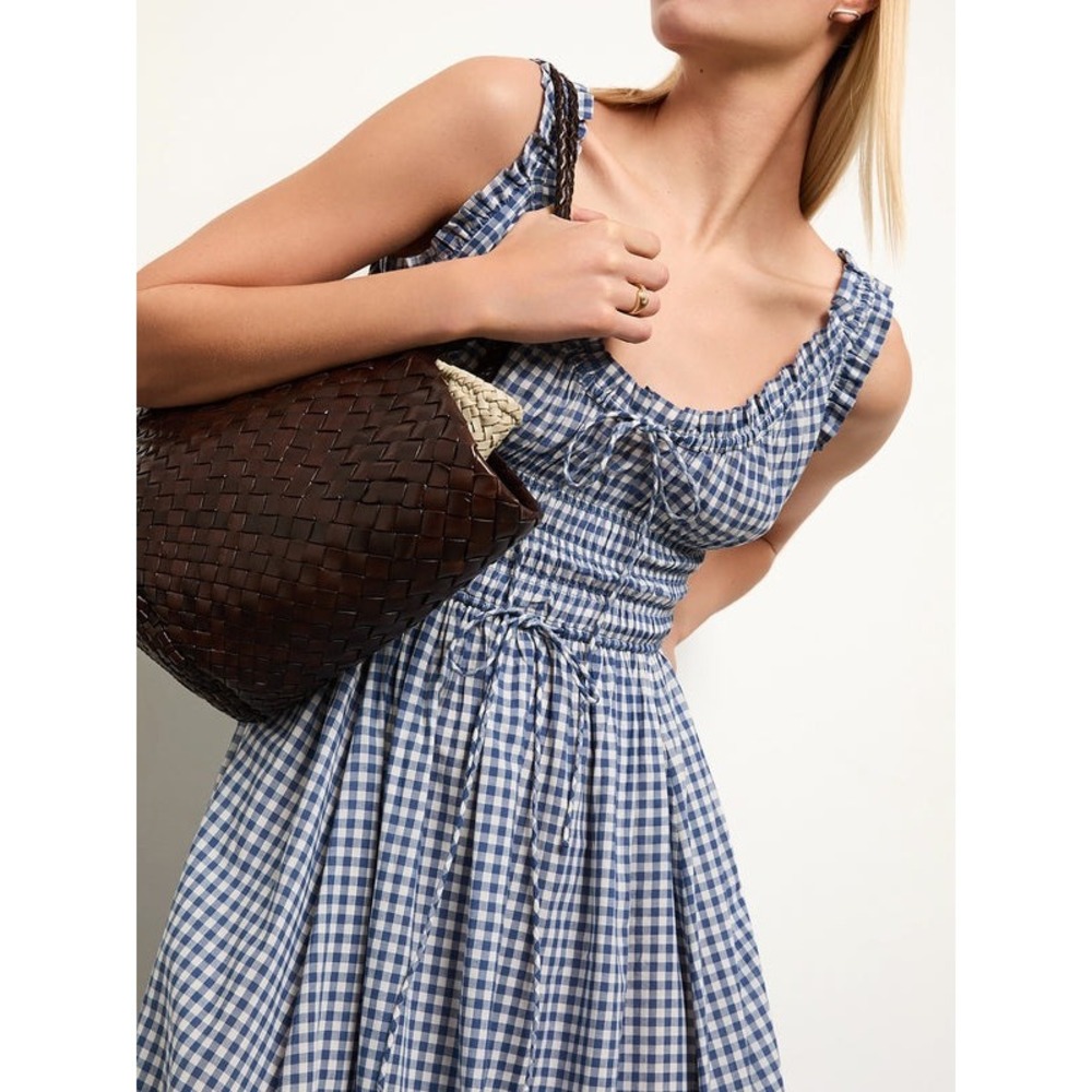 Doen Emmaretta Midi Dress in Blue Gingham Size Medium - Picture 2 of 14